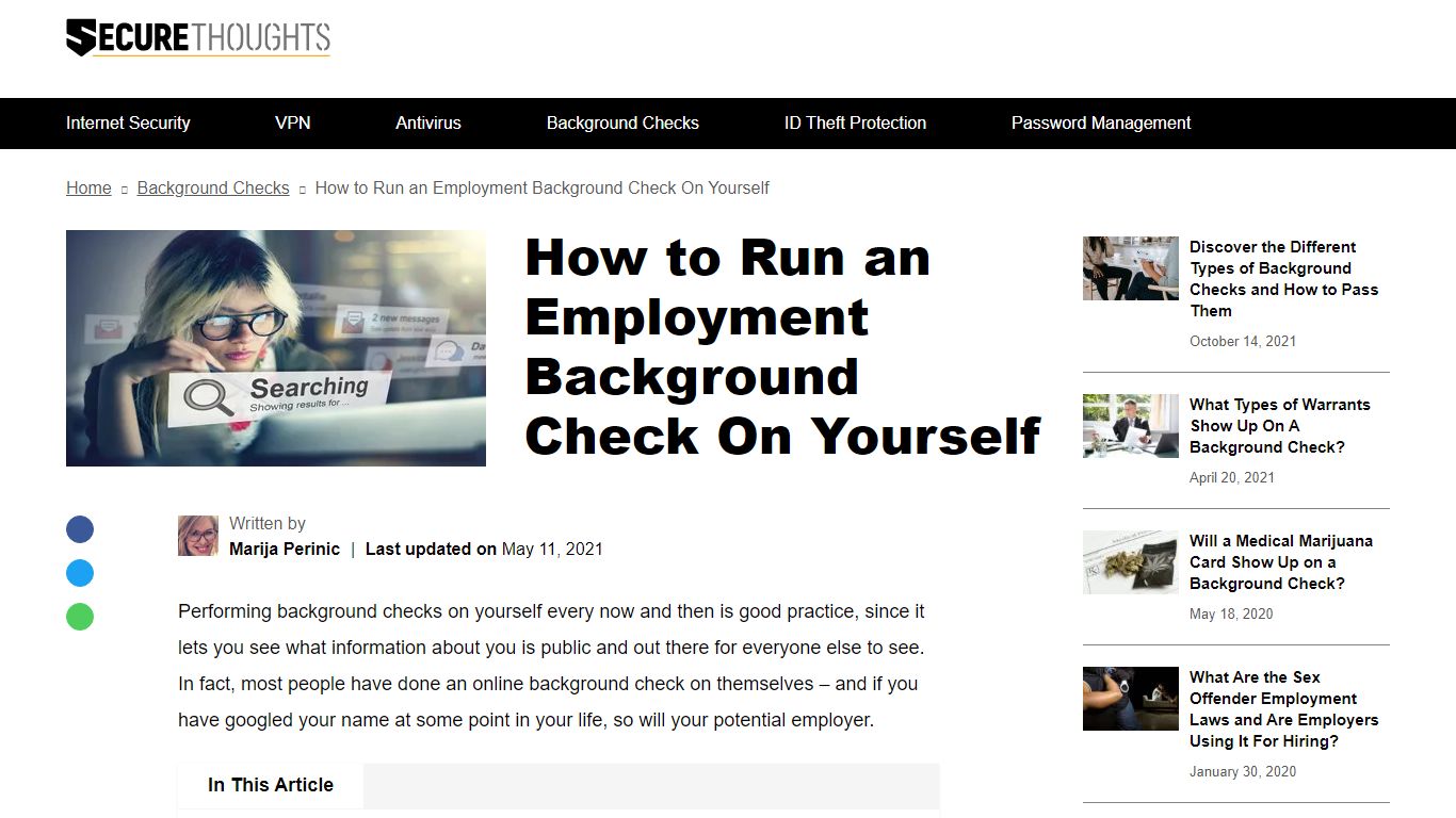 Here is how to get a background check on yourself for employment.